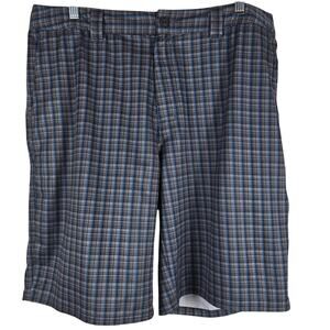 The North Face Men's Gray Blue Plaid Athletic Pockets Shorts 34